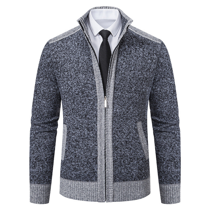 Men's quilted cardigan with high collar and practical pockets Lisslune