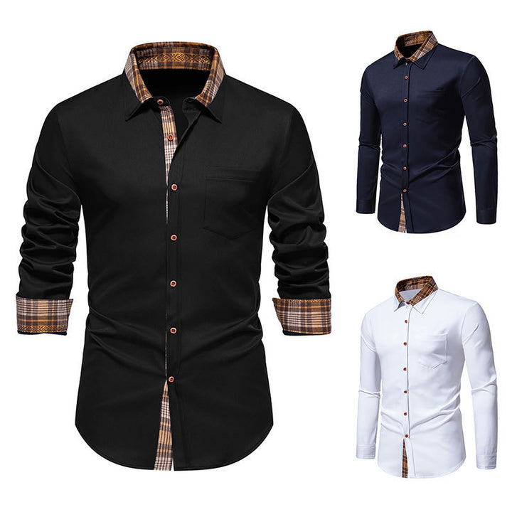 Men's Elegant Long Sleeve Shirt with Contrast Details Lisslune