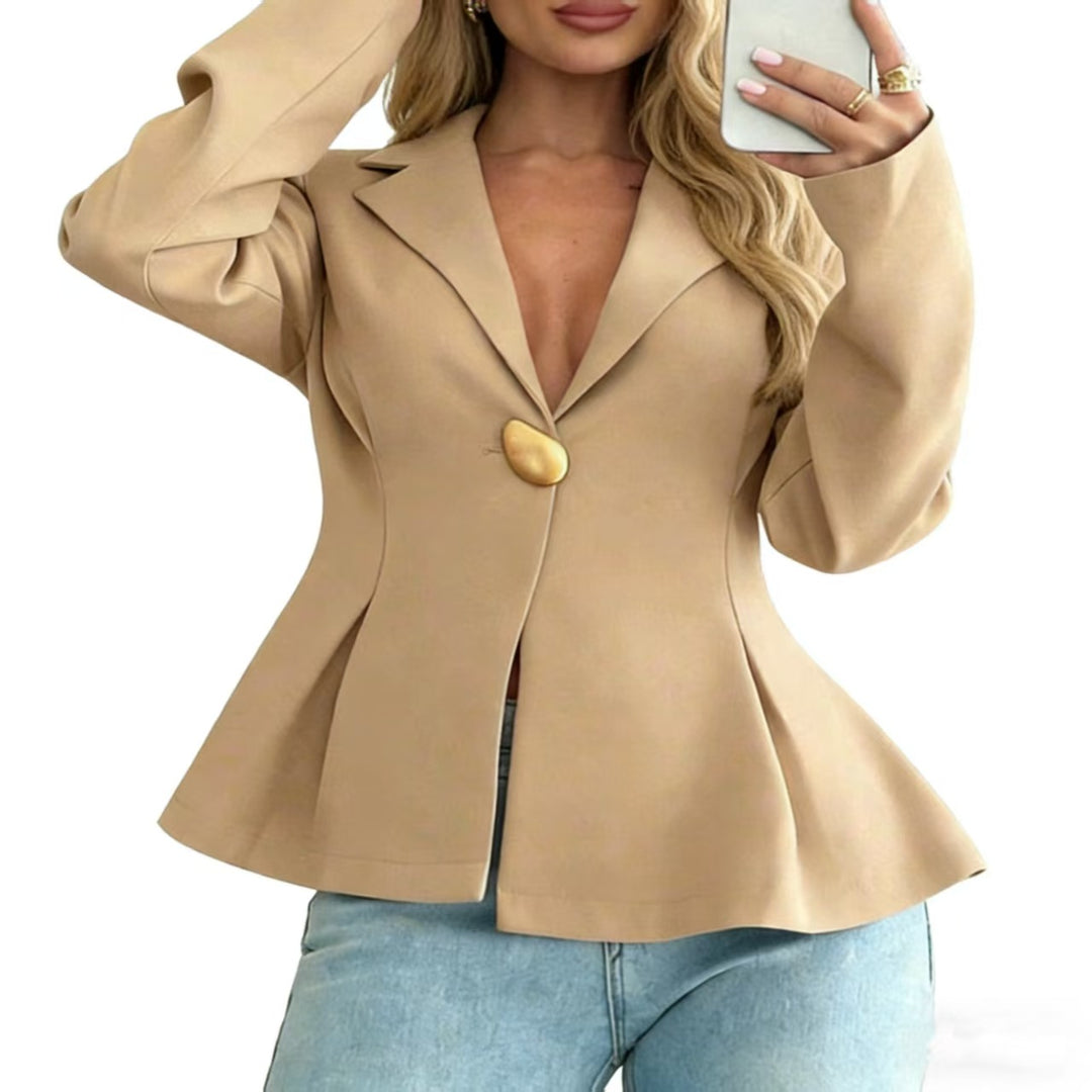 Women's Peplum Blazer with Unique Button Details Lisslune