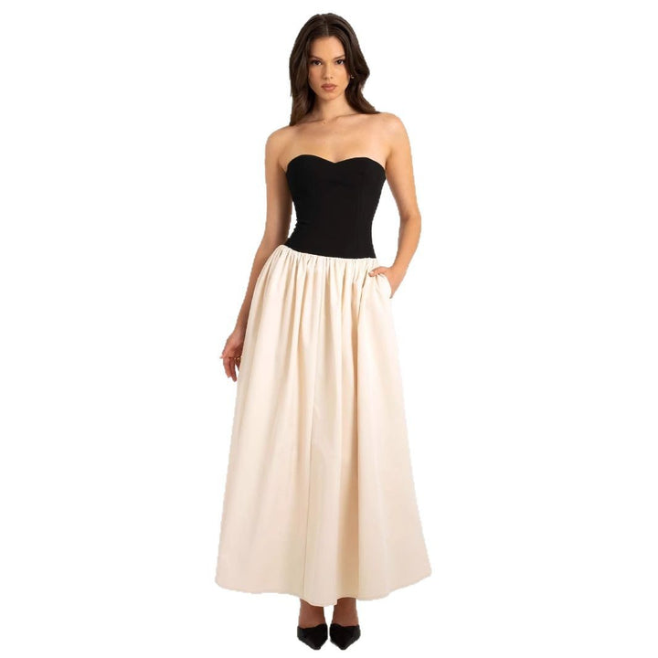 Women Long Evening Gown with Bustier Top and Flared Skirt Lisslune