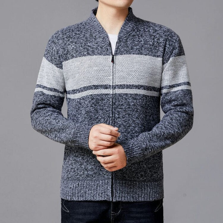 Men's cardigan with modern zipper and textured design Lisslune