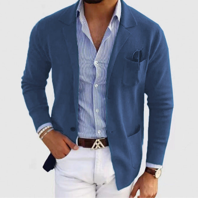 Men's elegant fine knit blazer with practical pockets Lisslune
