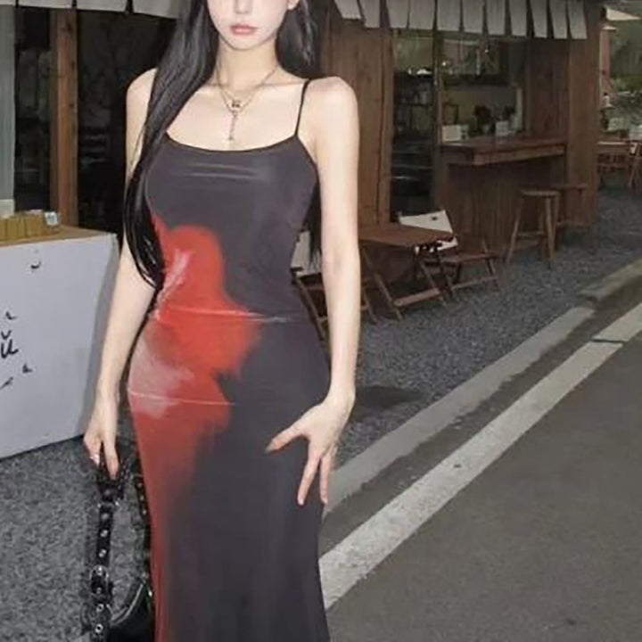Women's form-fitting mini dress with asymmetric design and unique gradient