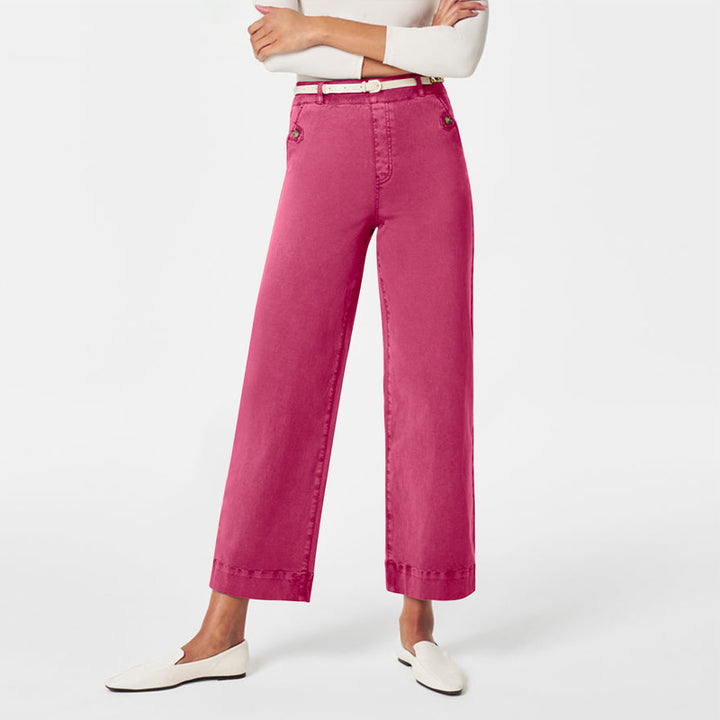 Damen Weite High-Waist Hose mit modischen Knopfdetails Lisslune