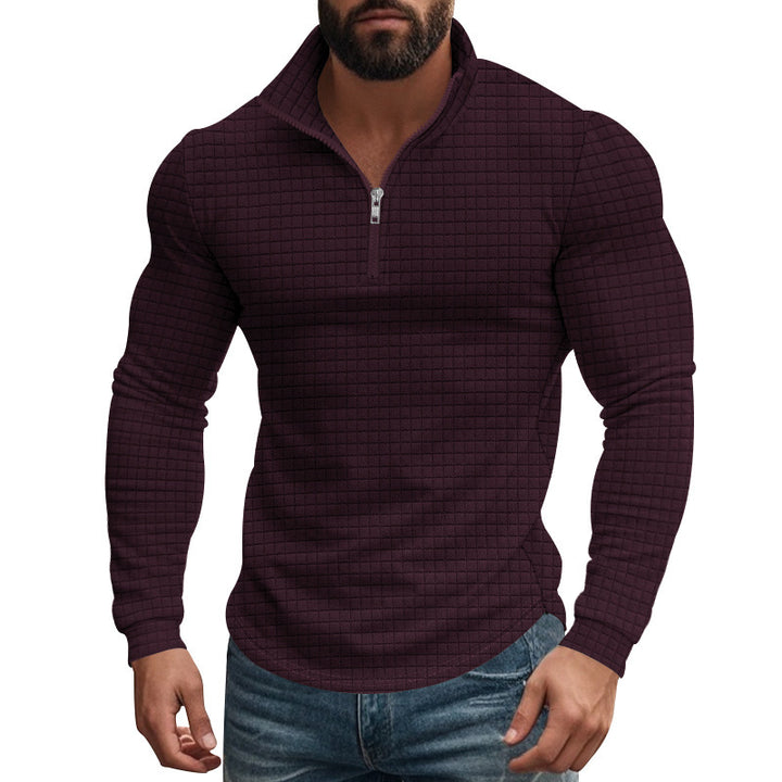 Men's elegant stand-up collar sweater with zipper and textured design Lisslune