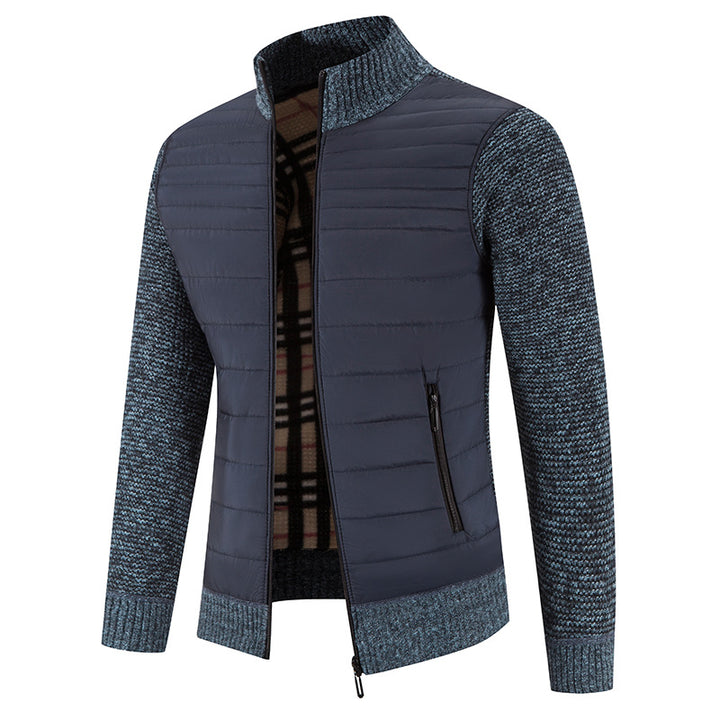 Men's casual quilted jacket with knitted sleeves Lisslune
