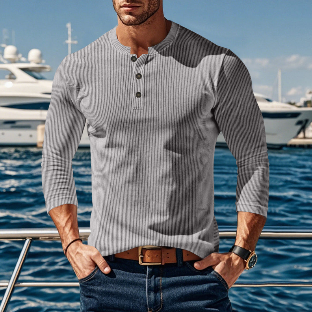 Men's long sleeve shirt with comfortable button placket and textured design Lisslune