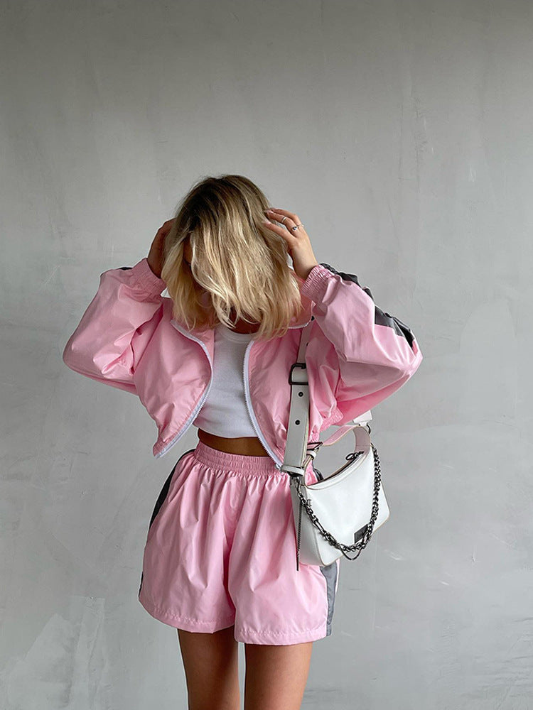 Women's Sporty Short Jacket and Shorts Set Lisslune