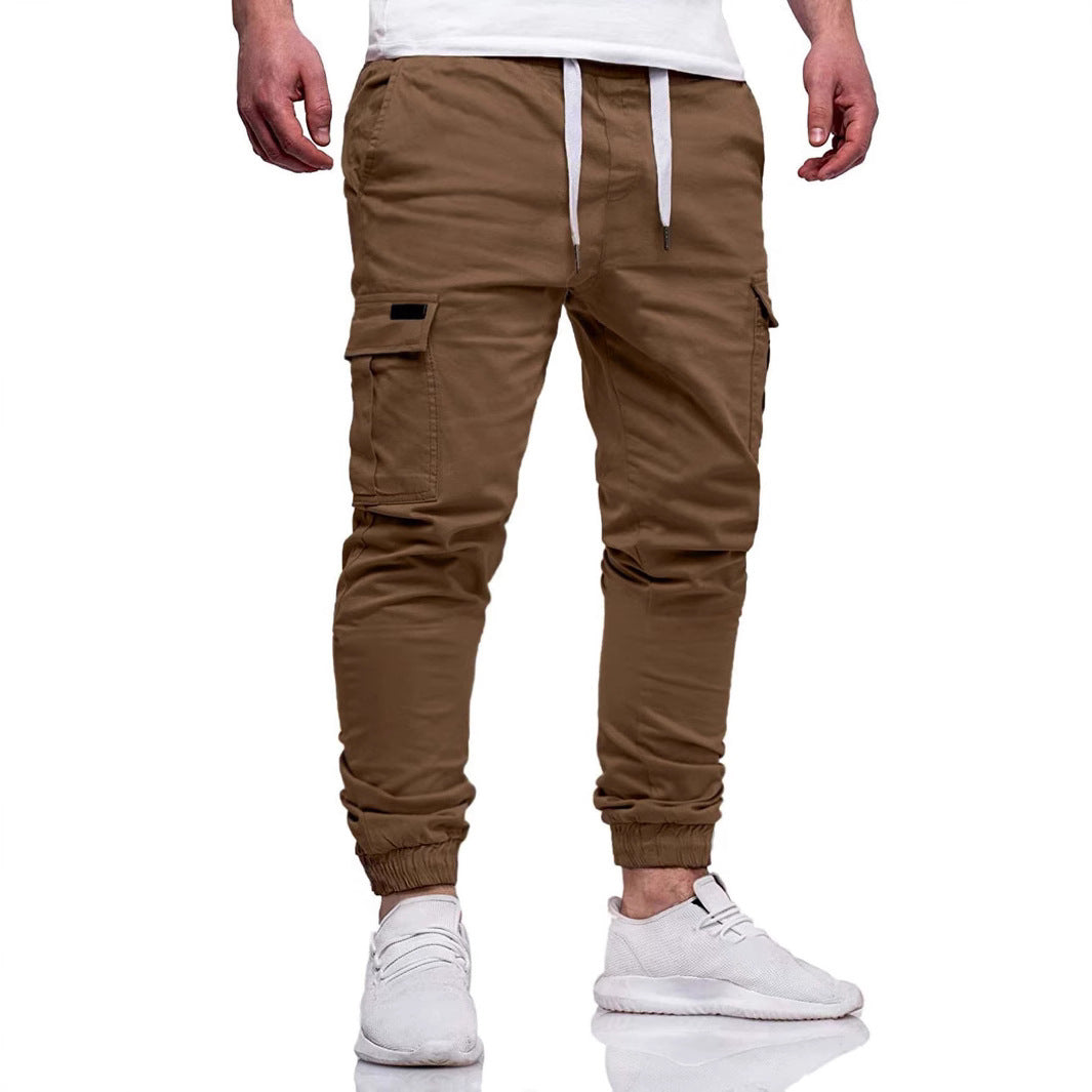 Men's Cargo Jogging Pants with Elastic Waistband and Multiple Pockets Lisslune