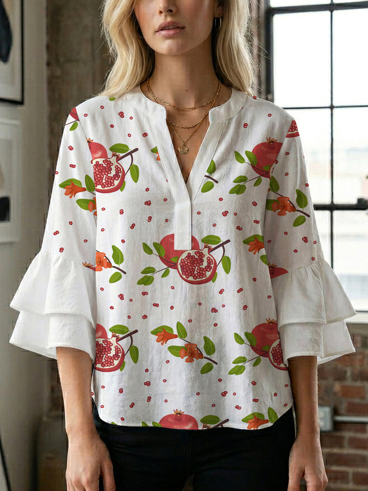 Women's blouse with voluminous ruffled sleeves and modern design Lisslune