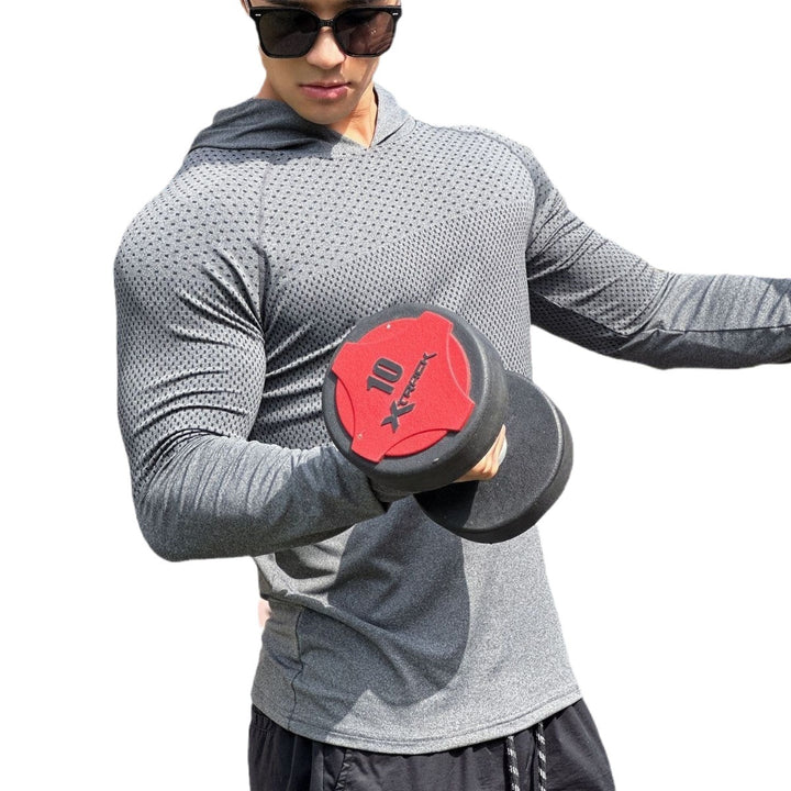 Men's Sporty Long Sleeve Shirt with Breathable Mesh Insert Lisslune
