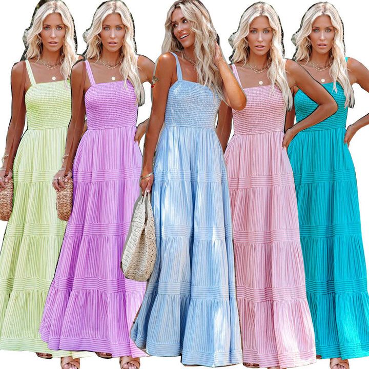 Ladies maxi dress with light ruffle style and elastic bustier Lisslune