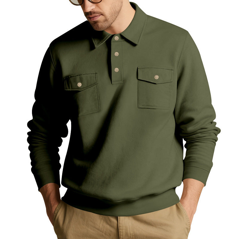 Men's pullover with two chest pockets and sporty collar Lisslune