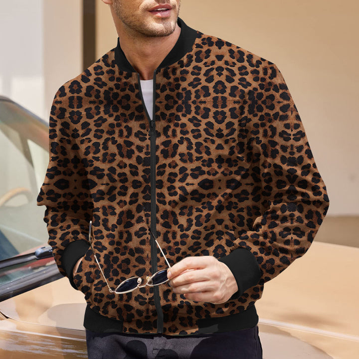 Men's sporty bomber jacket with leopard pattern Lisslune