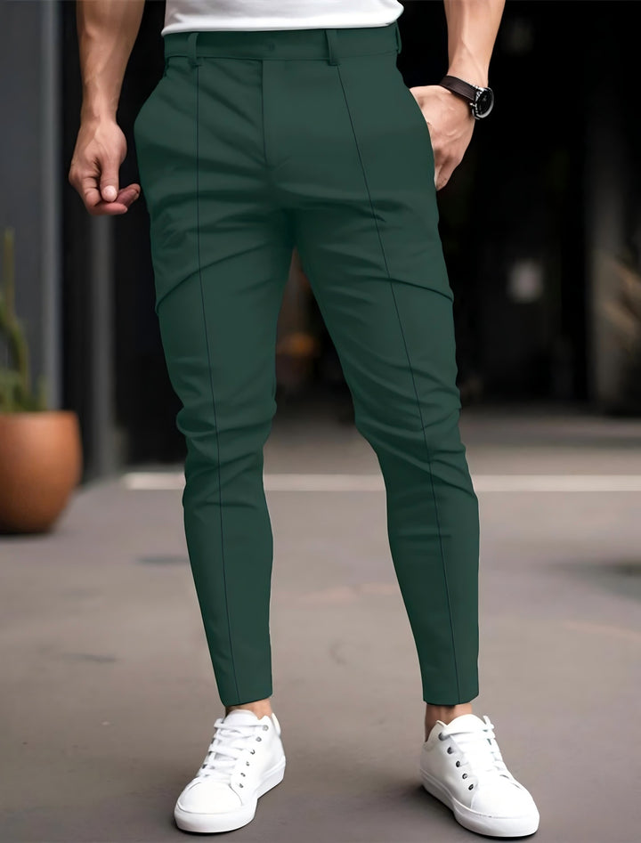 Men's stylish slim-fit chinos with elastic waistband and versatile pockets Lisslune
