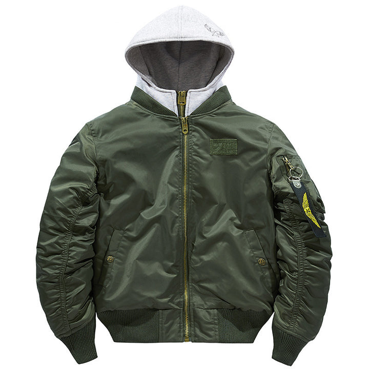 Men's Bomber Jacket with Removable Hood and Practical Pockets Lisslune