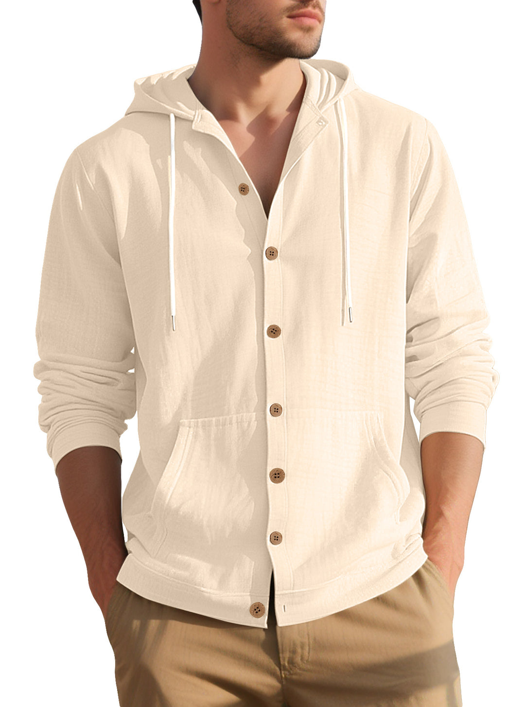 Men's elegant leisure jacket with hood and practical pockets Lisslune