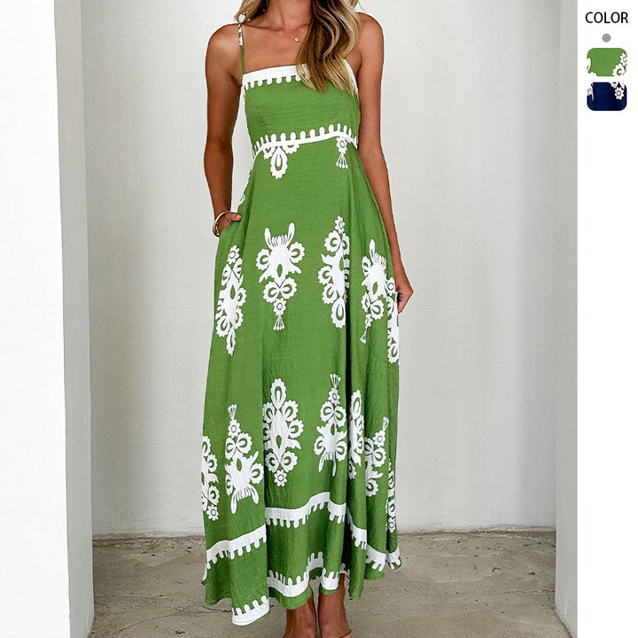 Women's maxi dress with floral pattern and flared skirt Lisslune