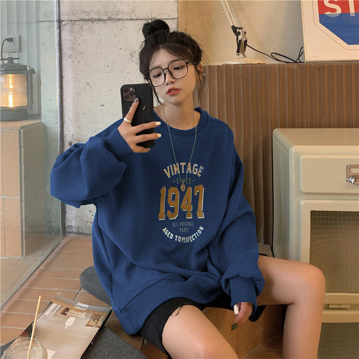 Women's Casual Oversized Sweatshirt with Vintage Print Lisslune