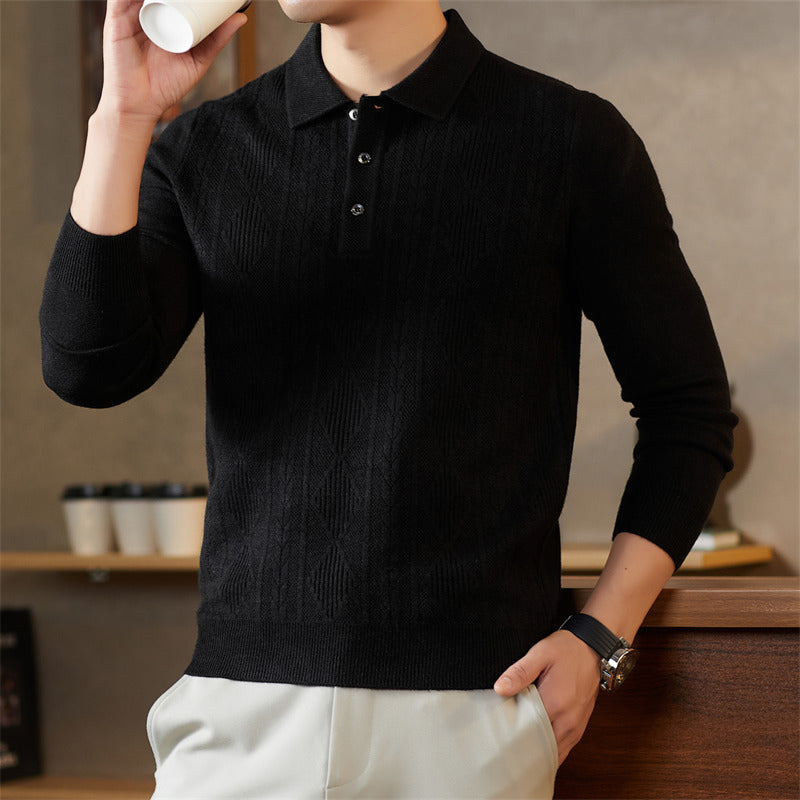 Men's Fashionable Knitted Sweater with Sophisticated Diamond Pattern Lisslune