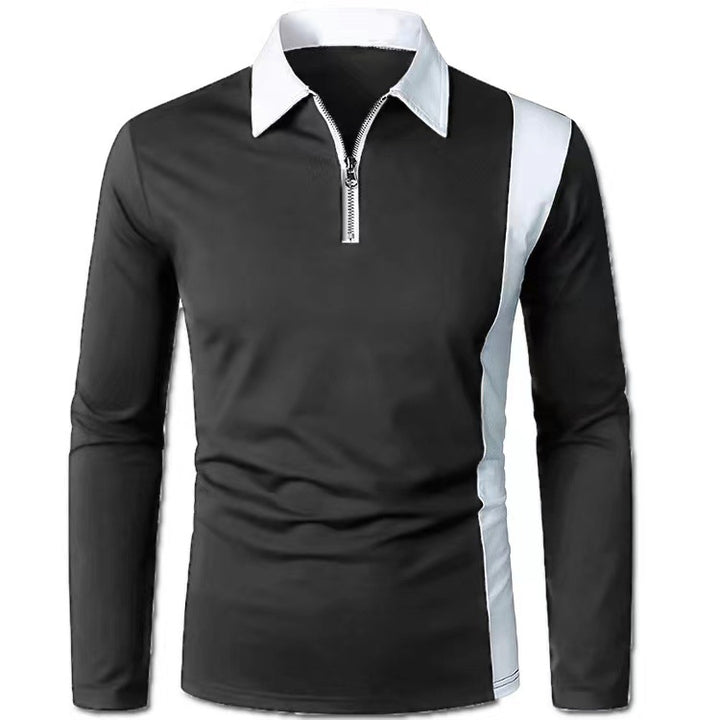 Men's sporty long-sleeve shirt with modern zipper and stylish color contrast Lisslune