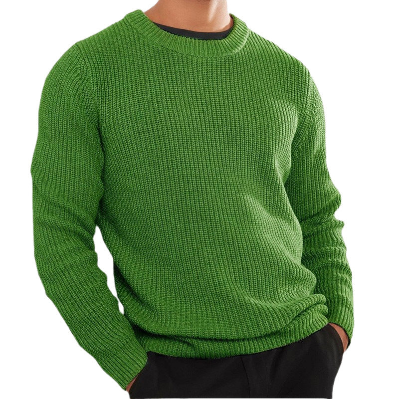 Men's knitted pullover with textured surface and round neck Lisslune