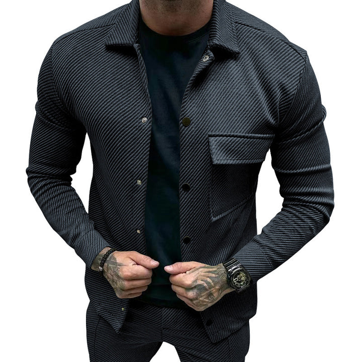 Men's casual jacket with striped design and practical pockets Lisslune