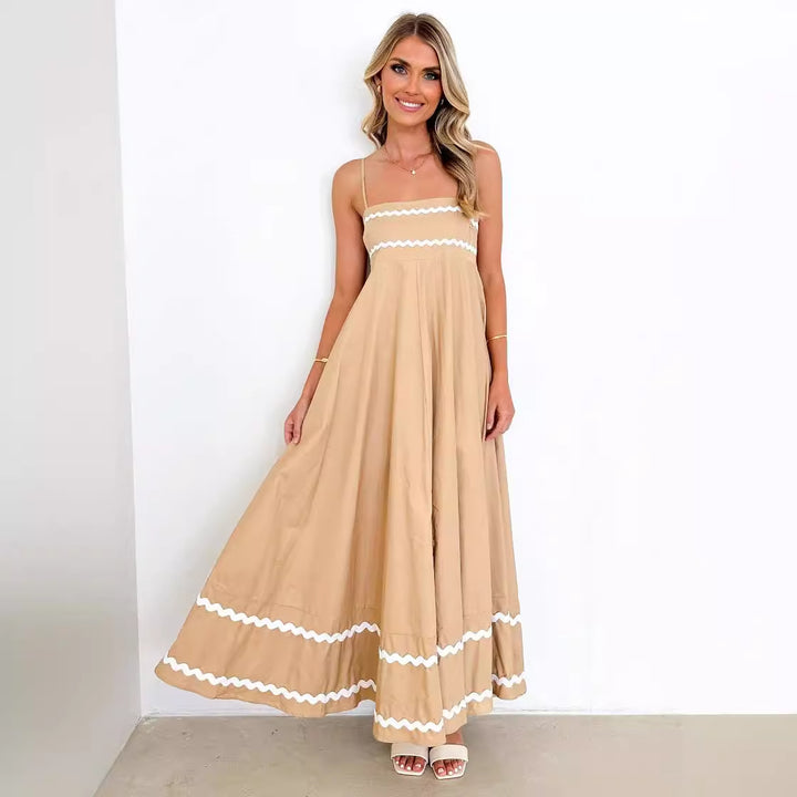 Women's airy long dress with delicate ruffle details and adjustable spaghetti straps Lisslune