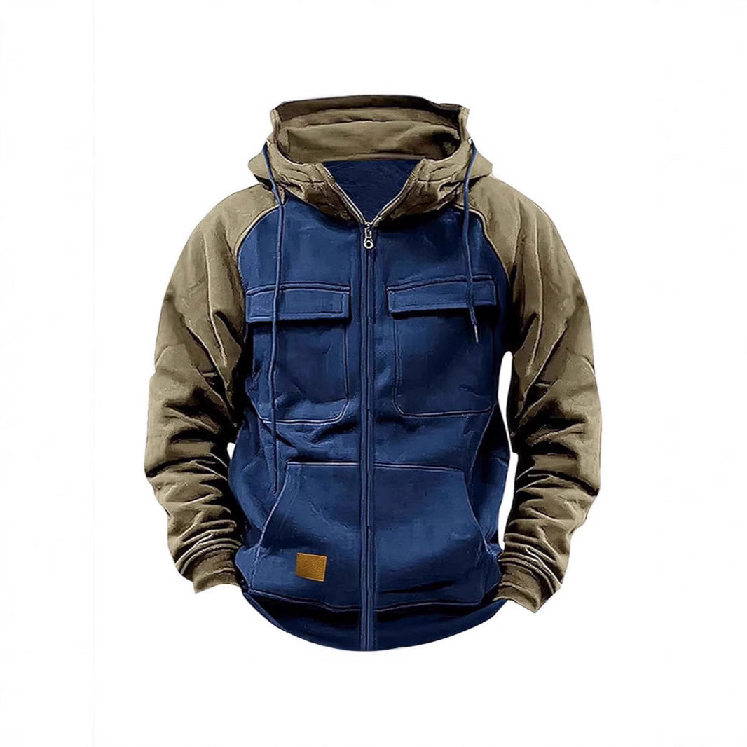 Men's sporty hooded jacket with practical breast pockets and warm fleece material Lisslune