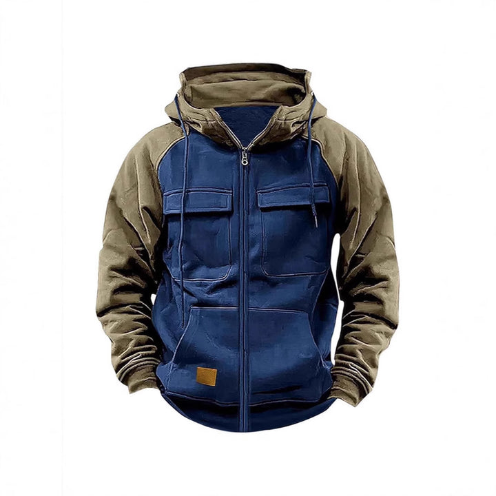 Men's sporty hooded jacket with practical breast pockets and warm fleece material Lisslune