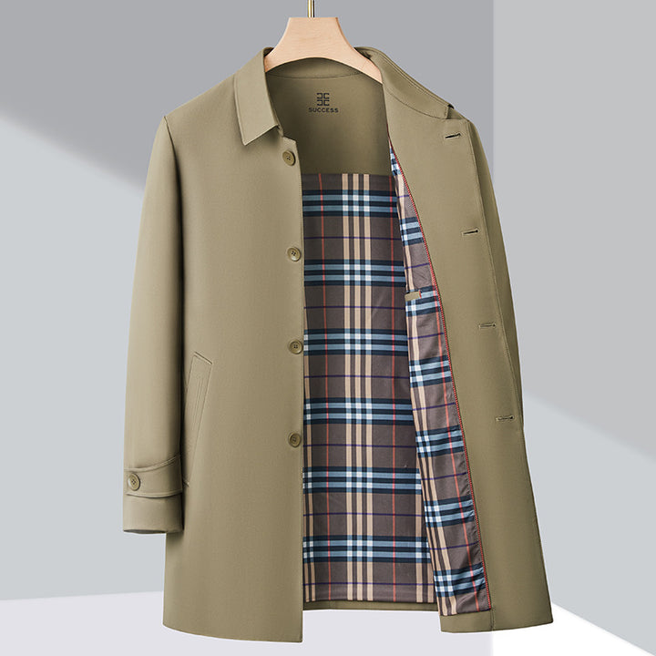 Men's Stylish Trench Coat with Classic Cut and Practical Pockets Lisslune