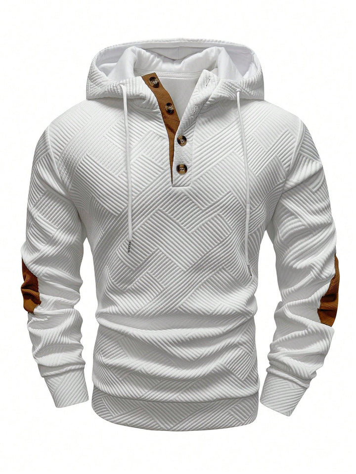 Men's Modern Hoodie with Textured Design and Practical Button Details Lisslune