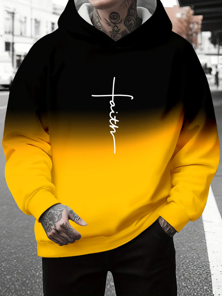 Men's hoodie with subtle gradient look and inspiring lettering Lisslune