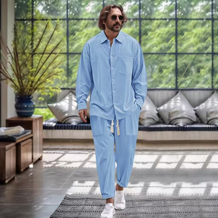 Men's casual leisure set with high-quality satin surface Lisslune