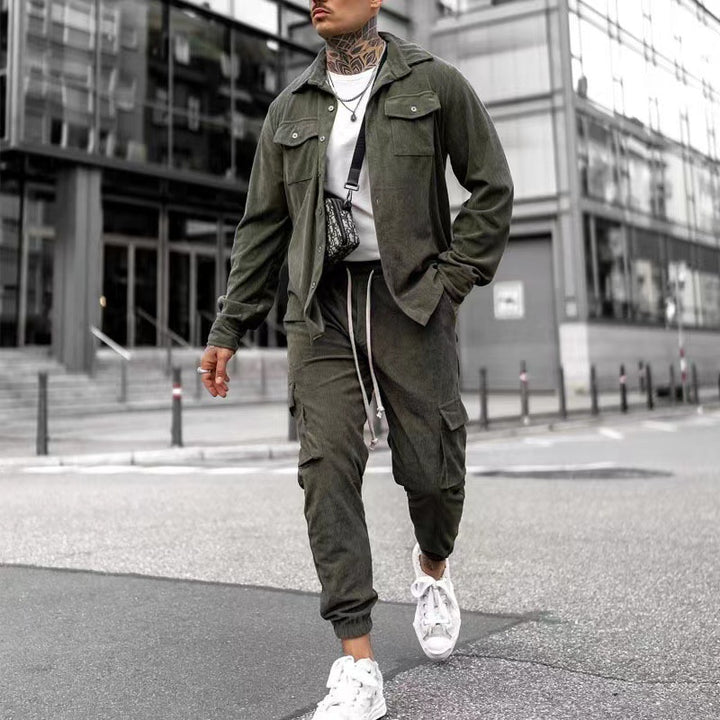 Men's stylish cargo pants with practical cut and casual jacket Lisslune