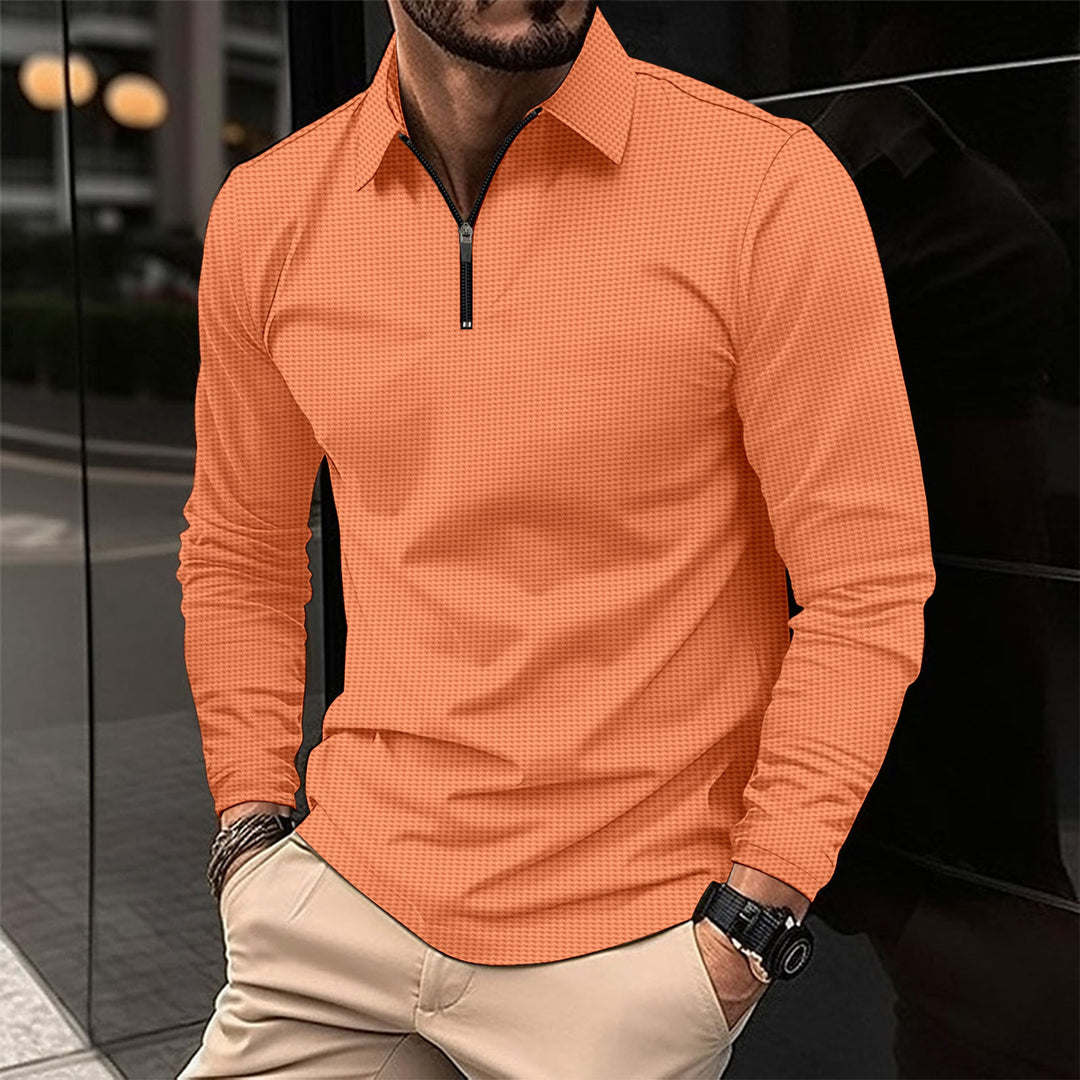 Men's elegant long-sleeve shirt with innovative zipper and textured outer material Lisslune