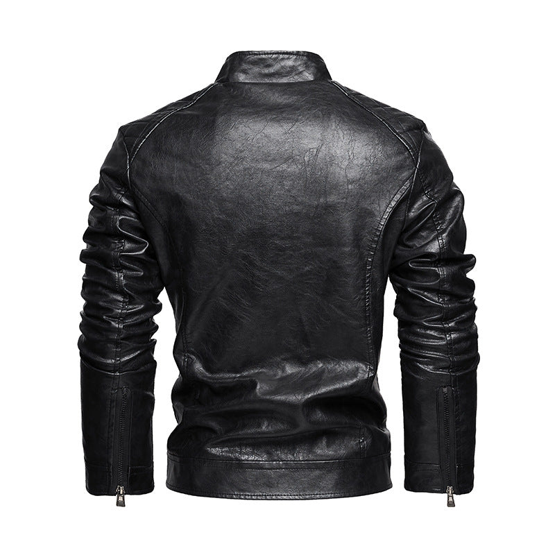Men's Leather Jacket with Structured Design and Practical Zippered Pockets Lisslune