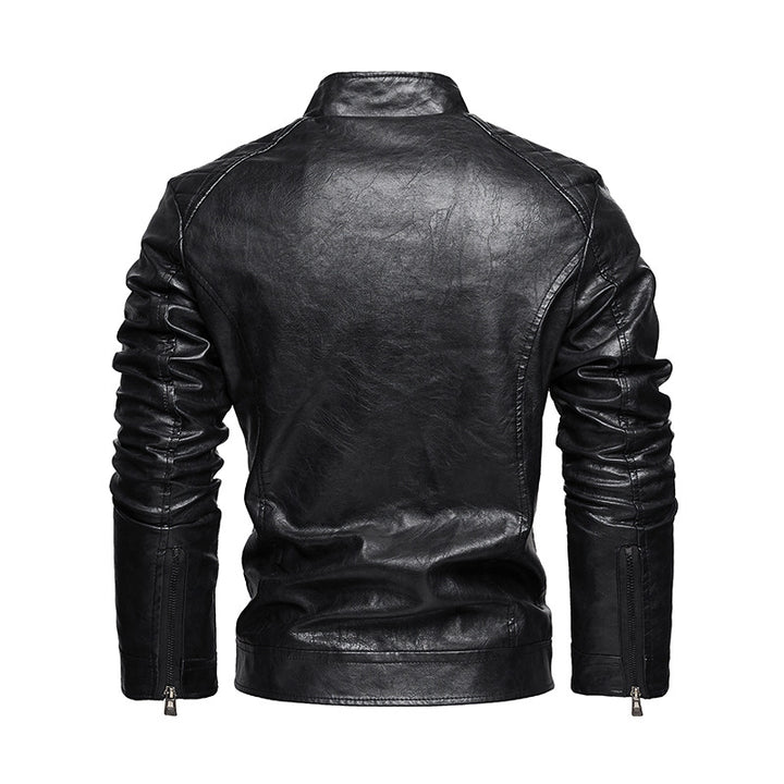 Men's Leather Jacket with Structured Design and Practical Zippered Pockets Lisslune