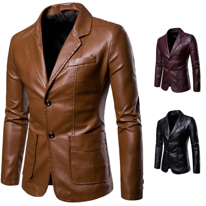 Men's elegant synthetic leather jacket with modern cut Lisslune