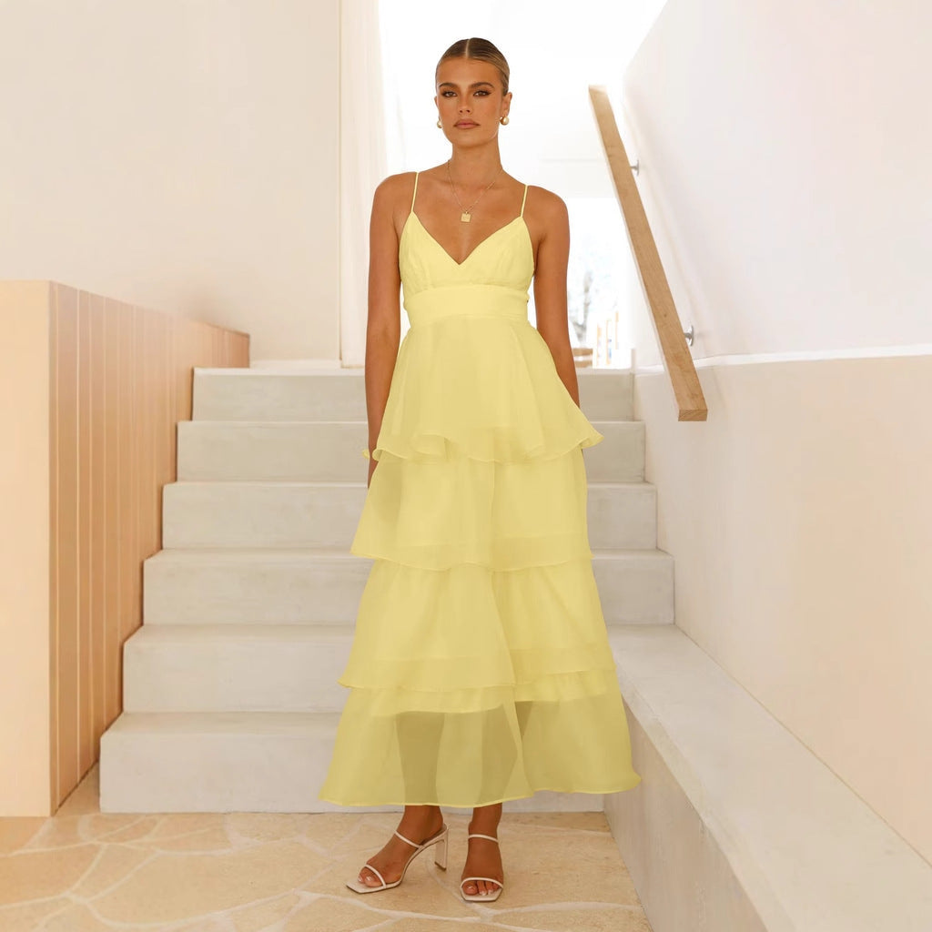 Ladies airy maxi dress with layers and spaghetti straps Lisslune