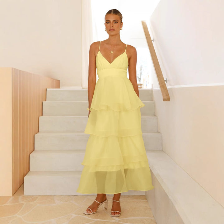 Ladies airy maxi dress with layers and spaghetti straps Lisslune