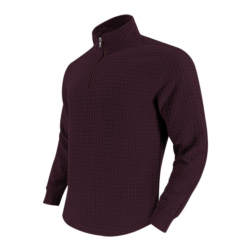 Men's elegant stand-up collar sweater with zipper and textured design Lisslune
