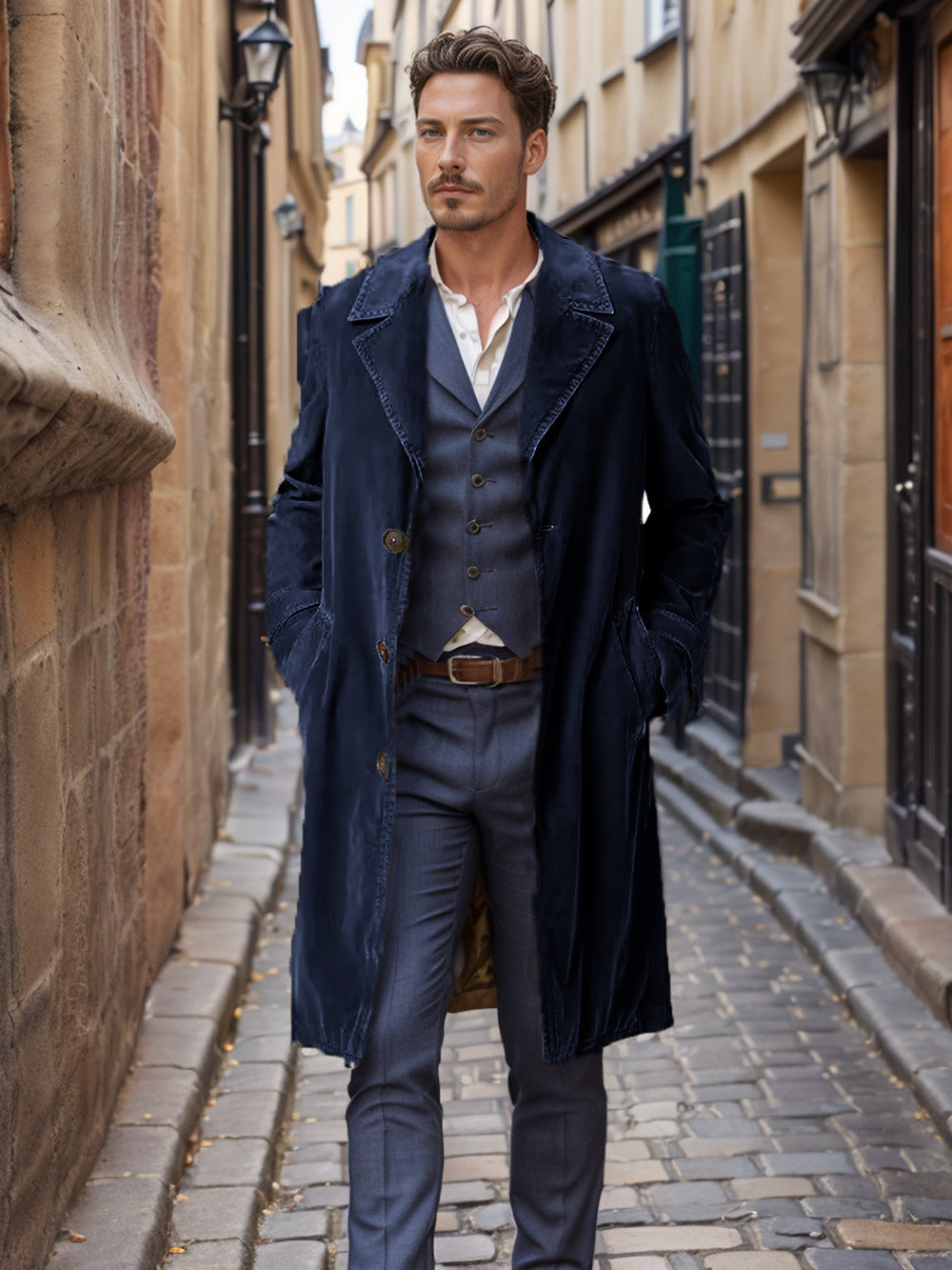 Men's elegant trench coat made of high-quality fabric with practical pockets Lisslune