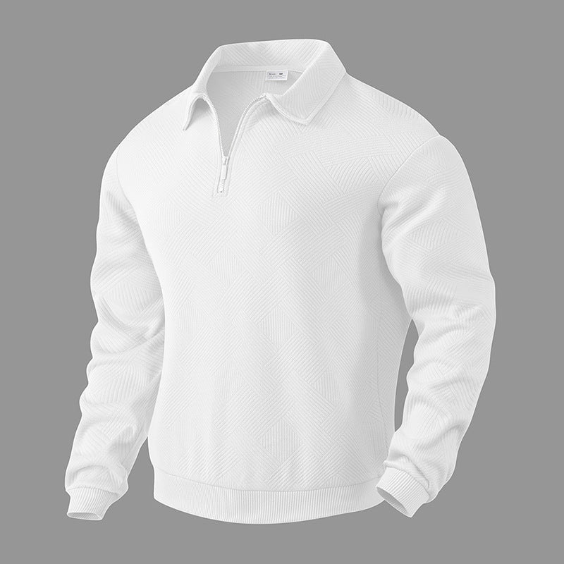 Men's Sporty Sweater with Zipper and Textured Design Lisslune