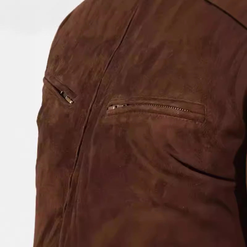 Men's suede jacket in modern design with practical pockets Lisslune