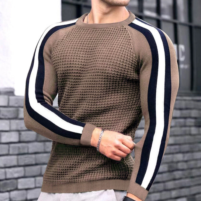 Men's knitted sweater with modern raglan cut and contrasting stripes Lisslune