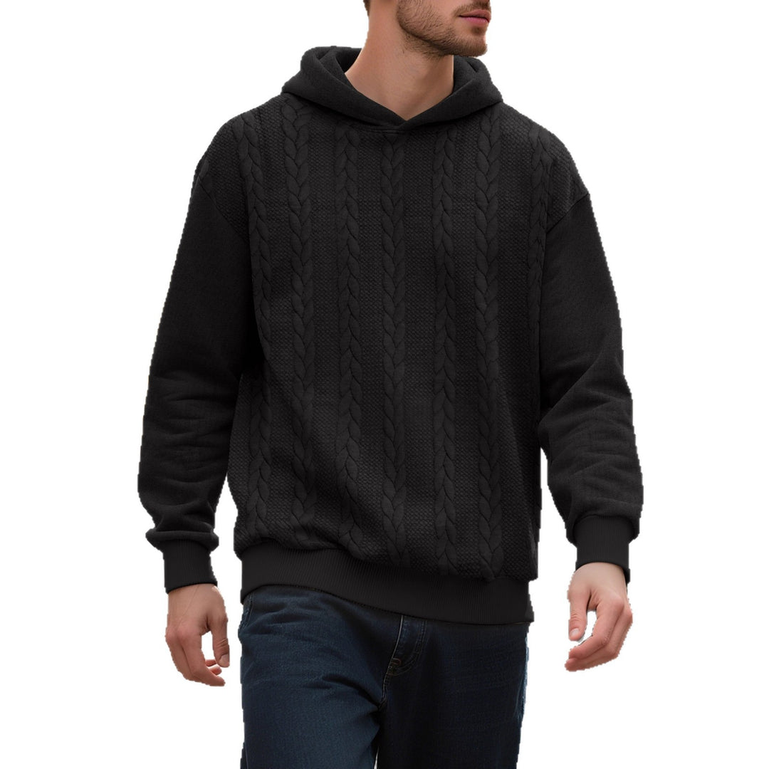 Men's hoodie with textured knit pattern and fashionable accents Lisslune