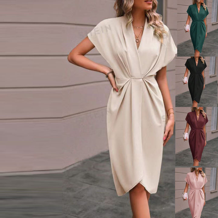 Women’s wrap dress with elegant V-neckline and draping Lisslune