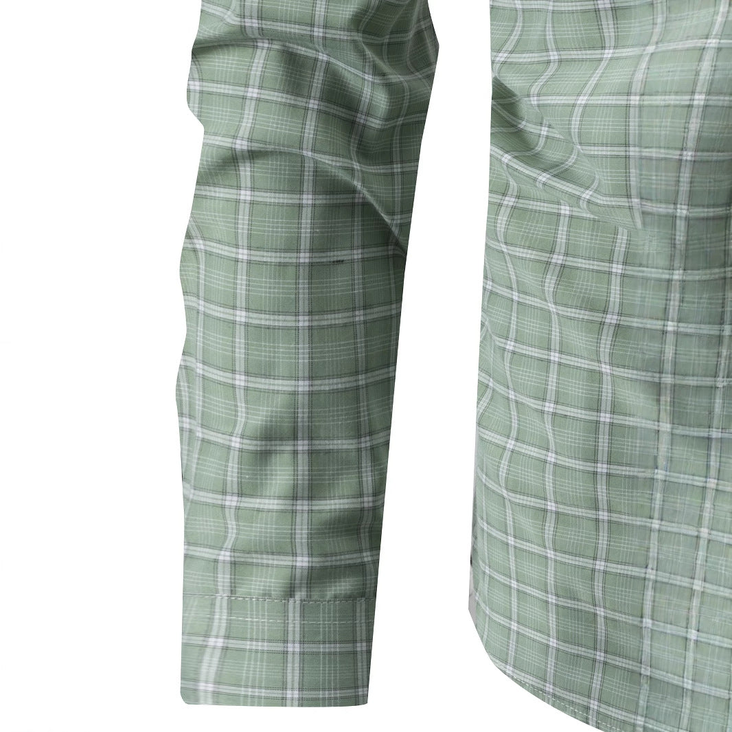 Men's modern checkered long-sleeve shirt with chest pocket Lisslune