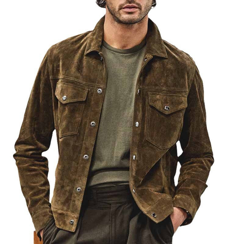 Men's elegant suede jacket with practical chest pockets Lisslune
